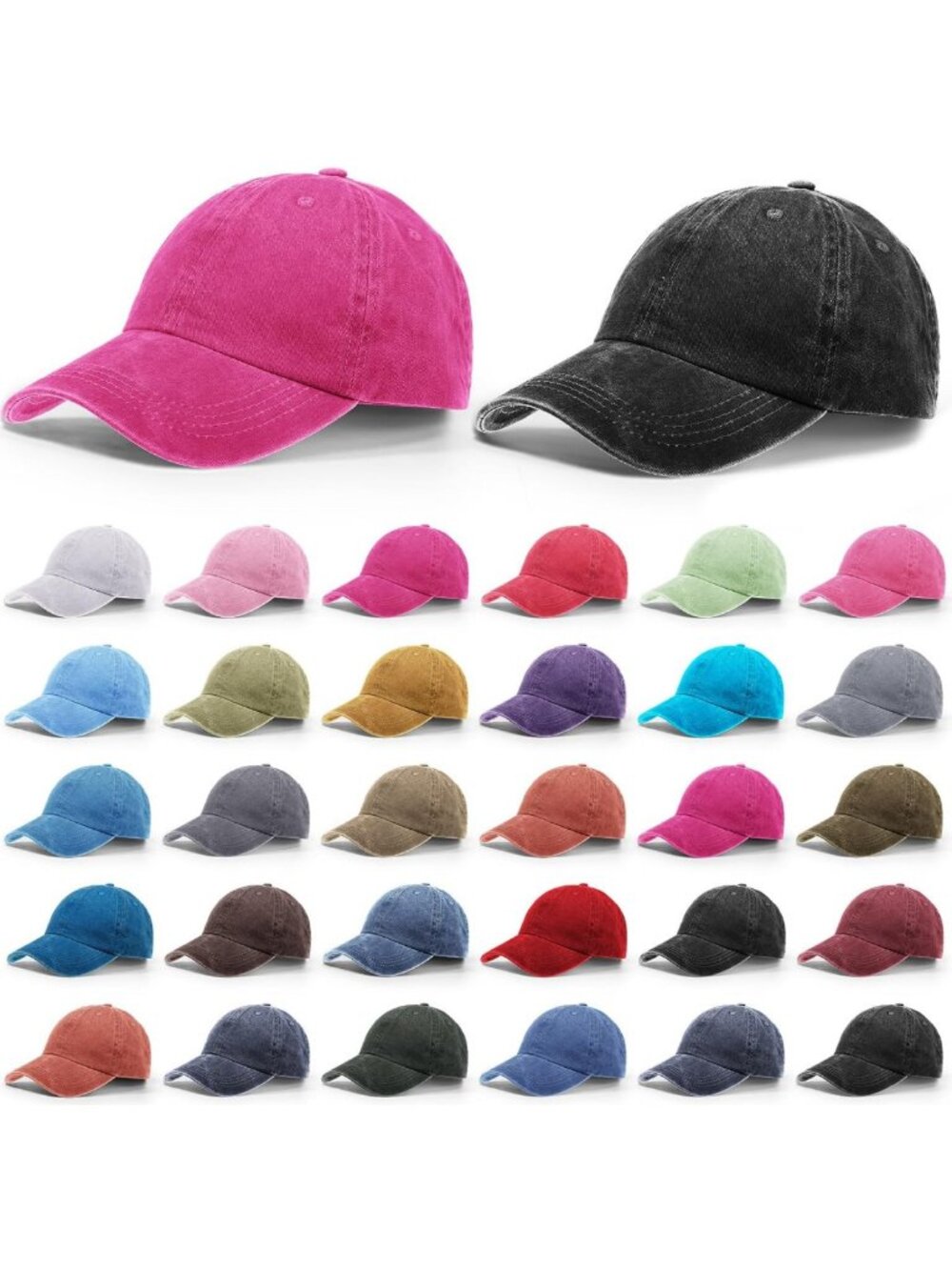 30 Pack Vintage Distressed Denim Baseball Caps | Adjustable Cotton Dad Hats